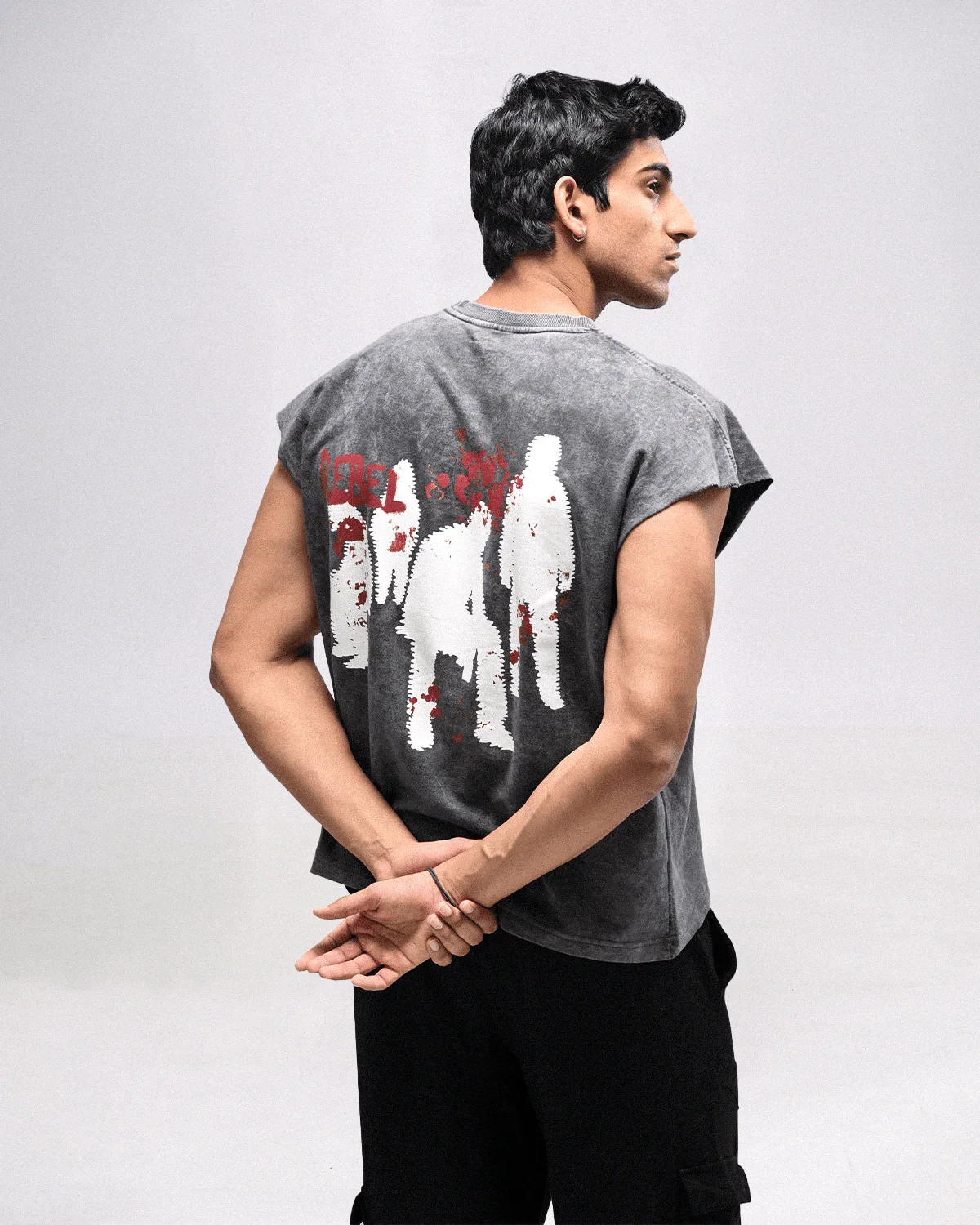 Raven Rebel oversized acid wash vest - Rarree