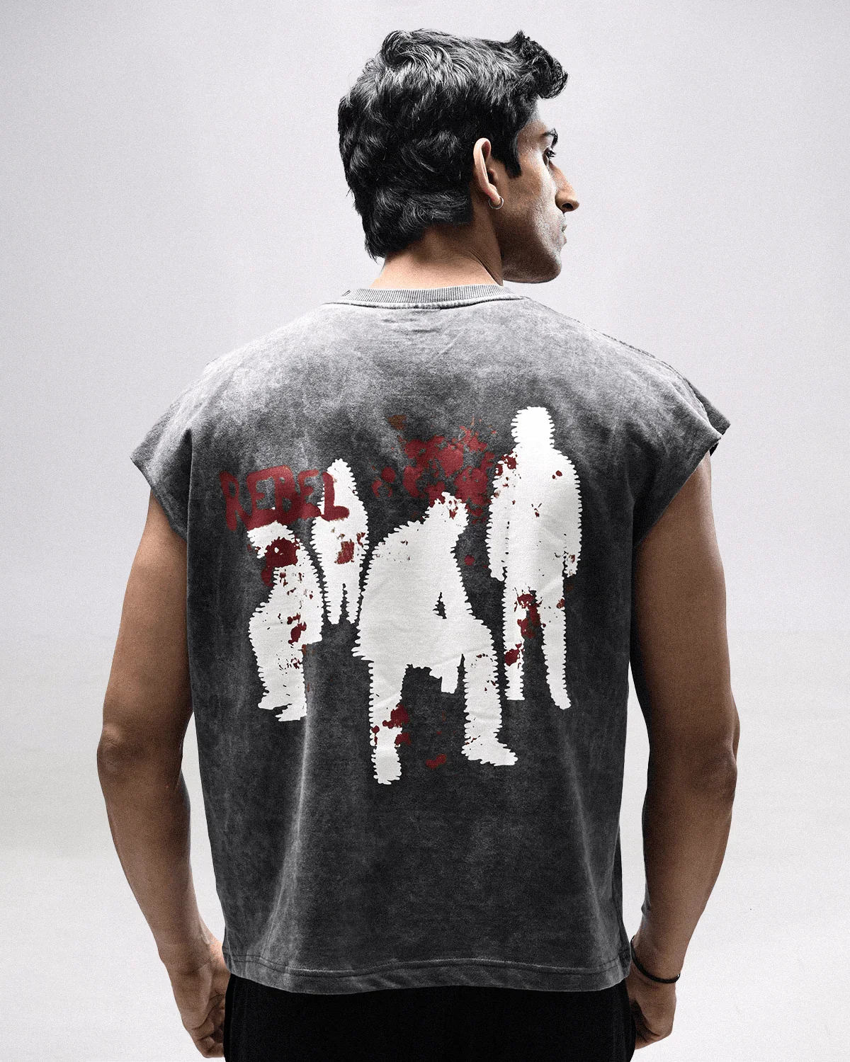 Raven Rebel oversized acid wash vest - Rarree