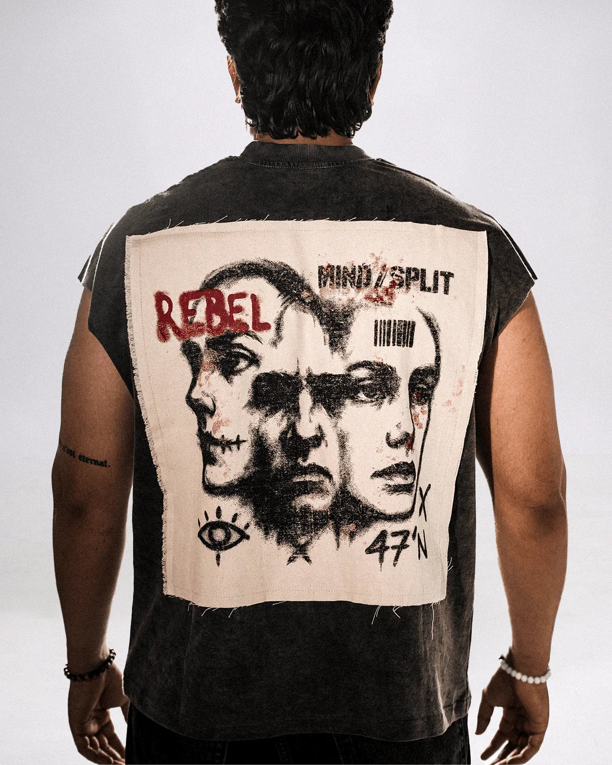 Rebel Acid Wash Oversized Vest - Rarree