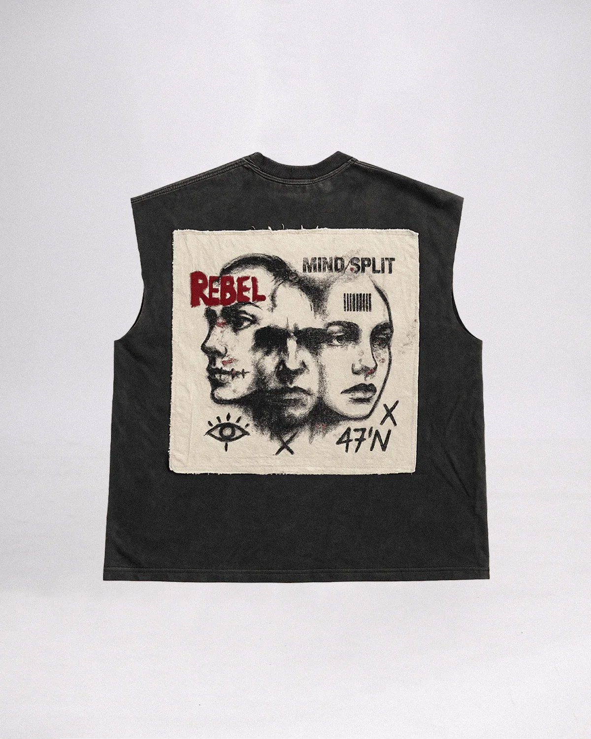 Rebel Acid Wash Oversized Vest - Rarree