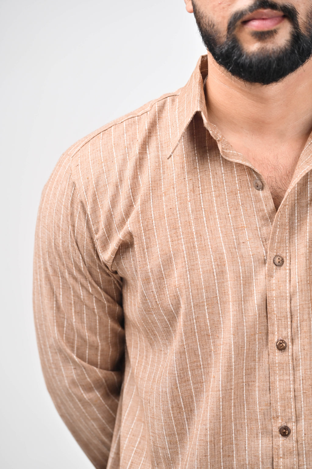 Māti Shirt – Pinstripe Cotton Linen (Unisex)