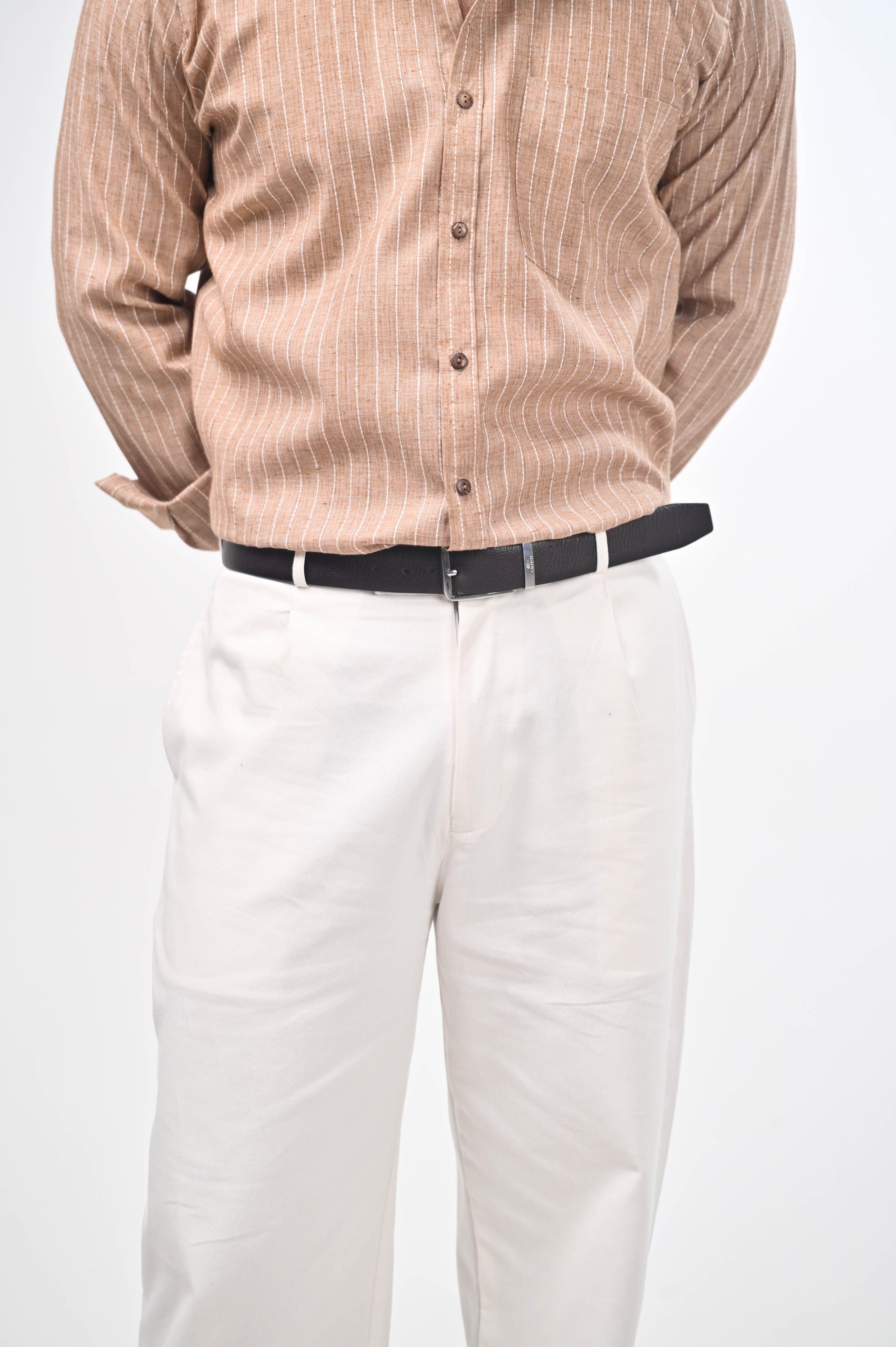 Māti Shirt – Pinstripe Cotton Linen (Unisex)