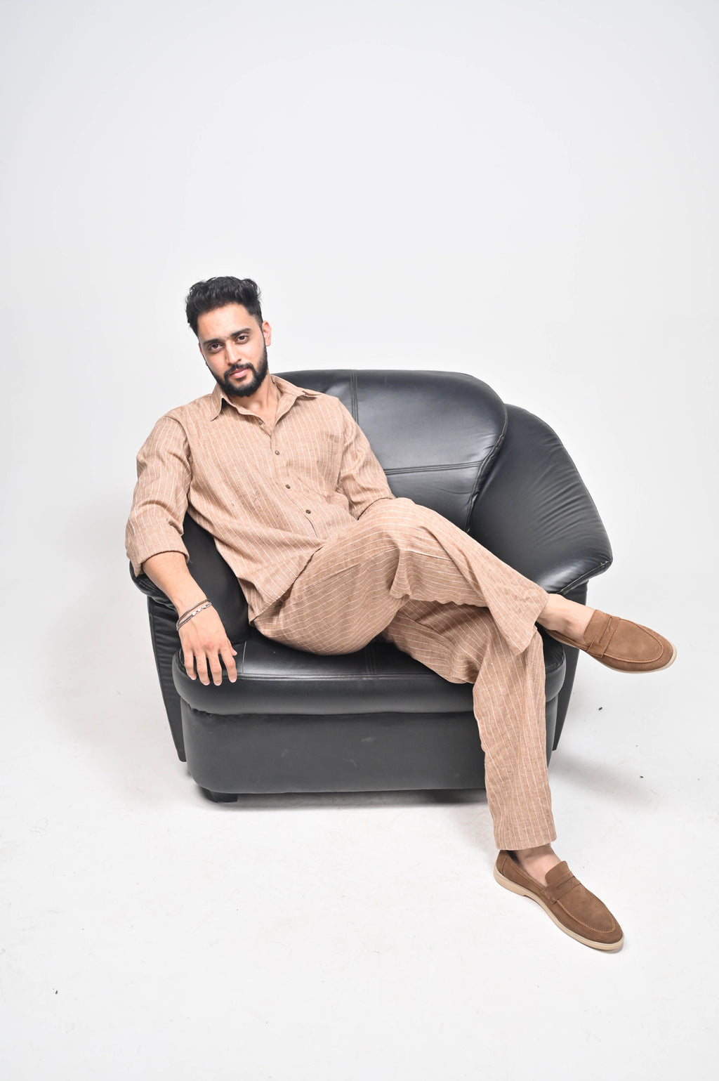Māti Co-ord Set - Pinstripe Cotton Linen (Unisex)