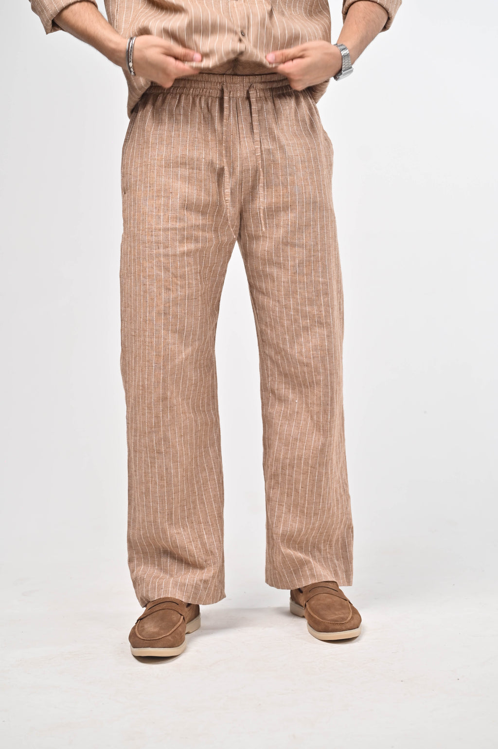 Māti Co-ord Set - Pinstripe Cotton Linen (Unisex)