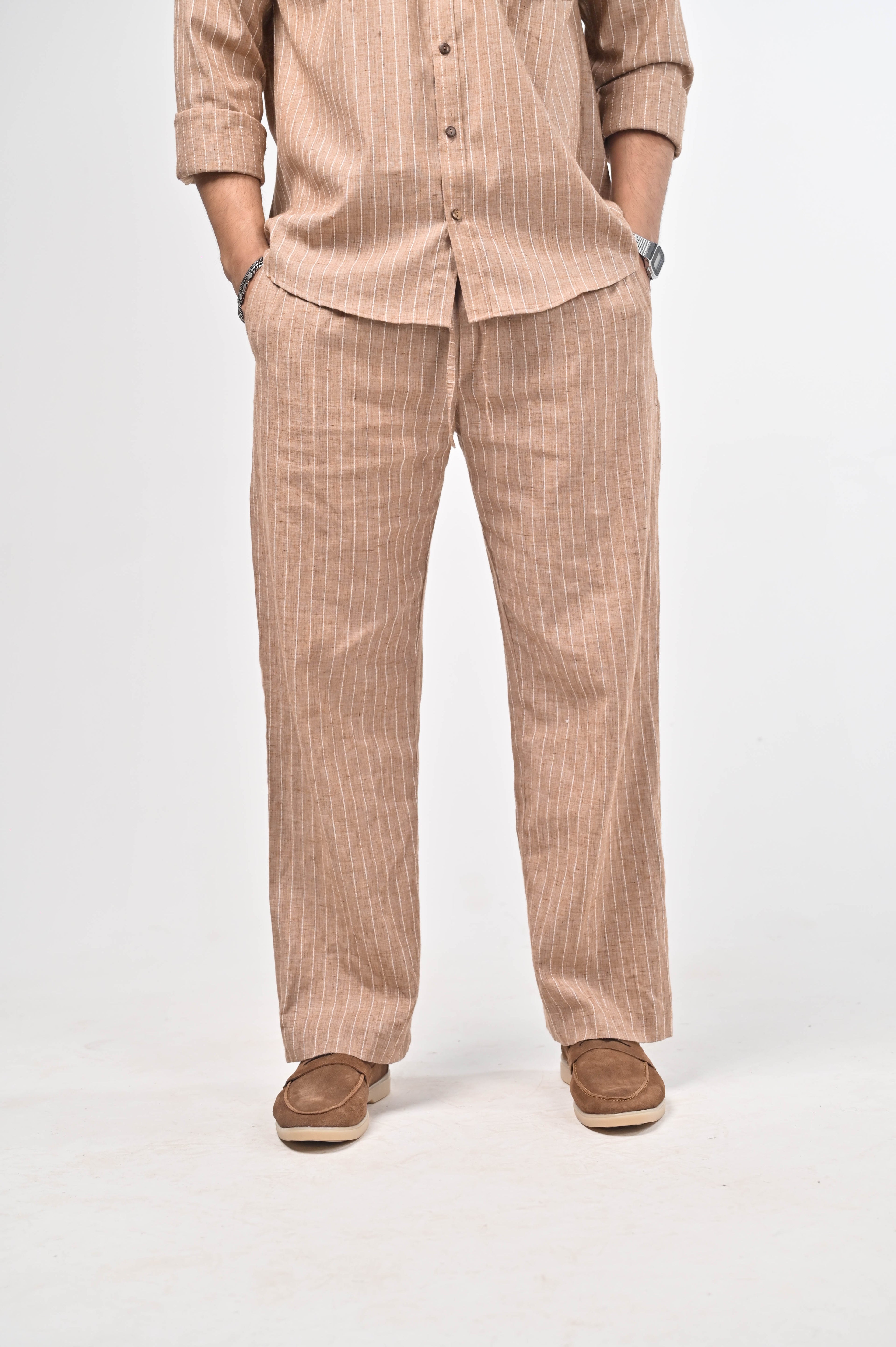 Māti Pant – Pinstripe Cotton Linen (Unisex)