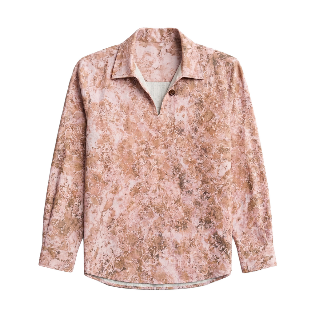 Vivaan Overshirt - Men's Cotton-Linen Pullover Marble Print Front View | Rarree