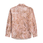 Vivaan Overshirt - Earthy Terracotta Marble Print Cotton-Linen Blend Back View | Rarree