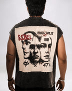 Rebel Acid Wash Oversized Vest - Rarree