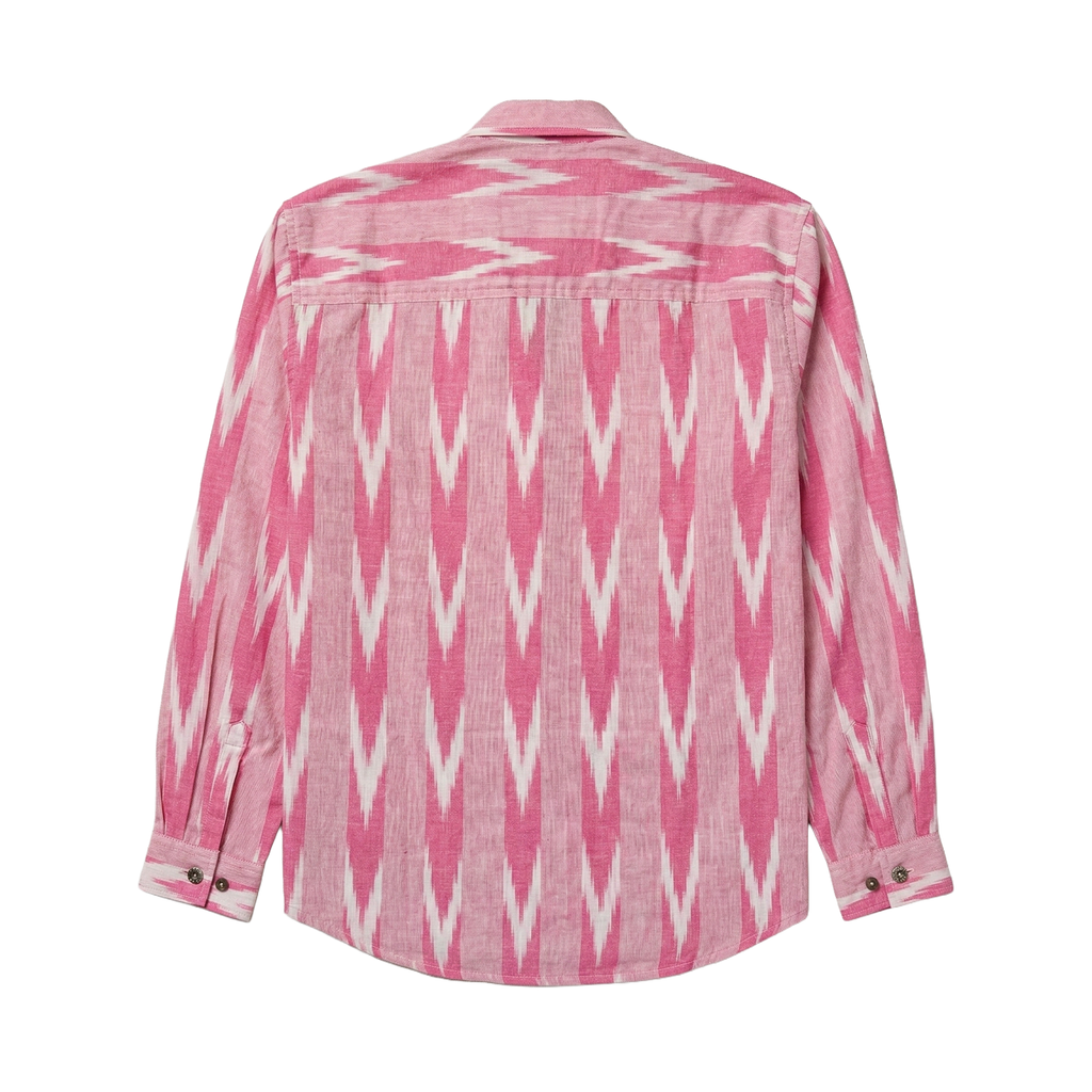 Tarang Ikat Full Sleeve Shirt - Ikat Wave Pattern Close-Up | Rarree
