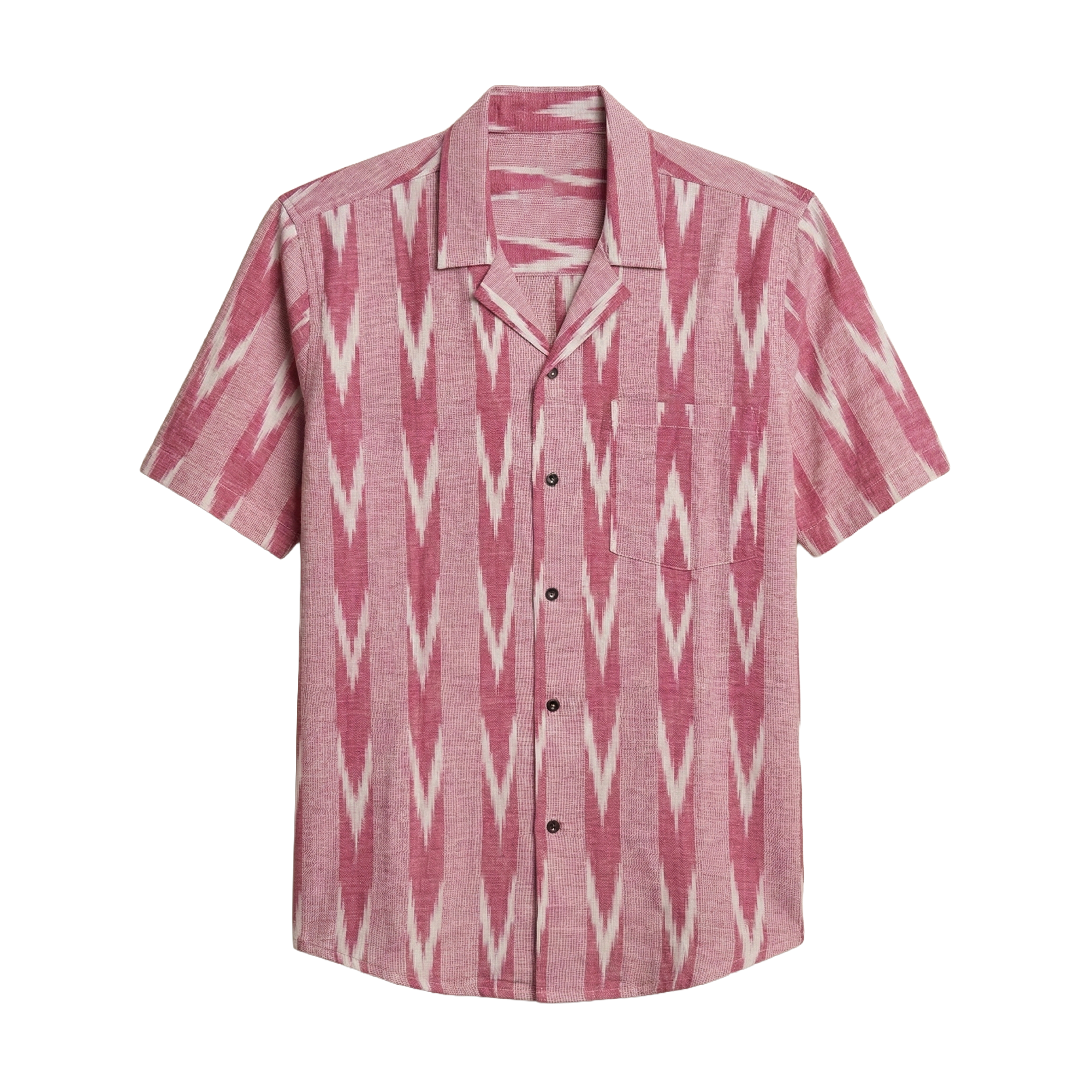 Tarang Ikat Half Sleeve Shirt - Handwoven Cuban Collar Front View | Rarree Dastak SS26