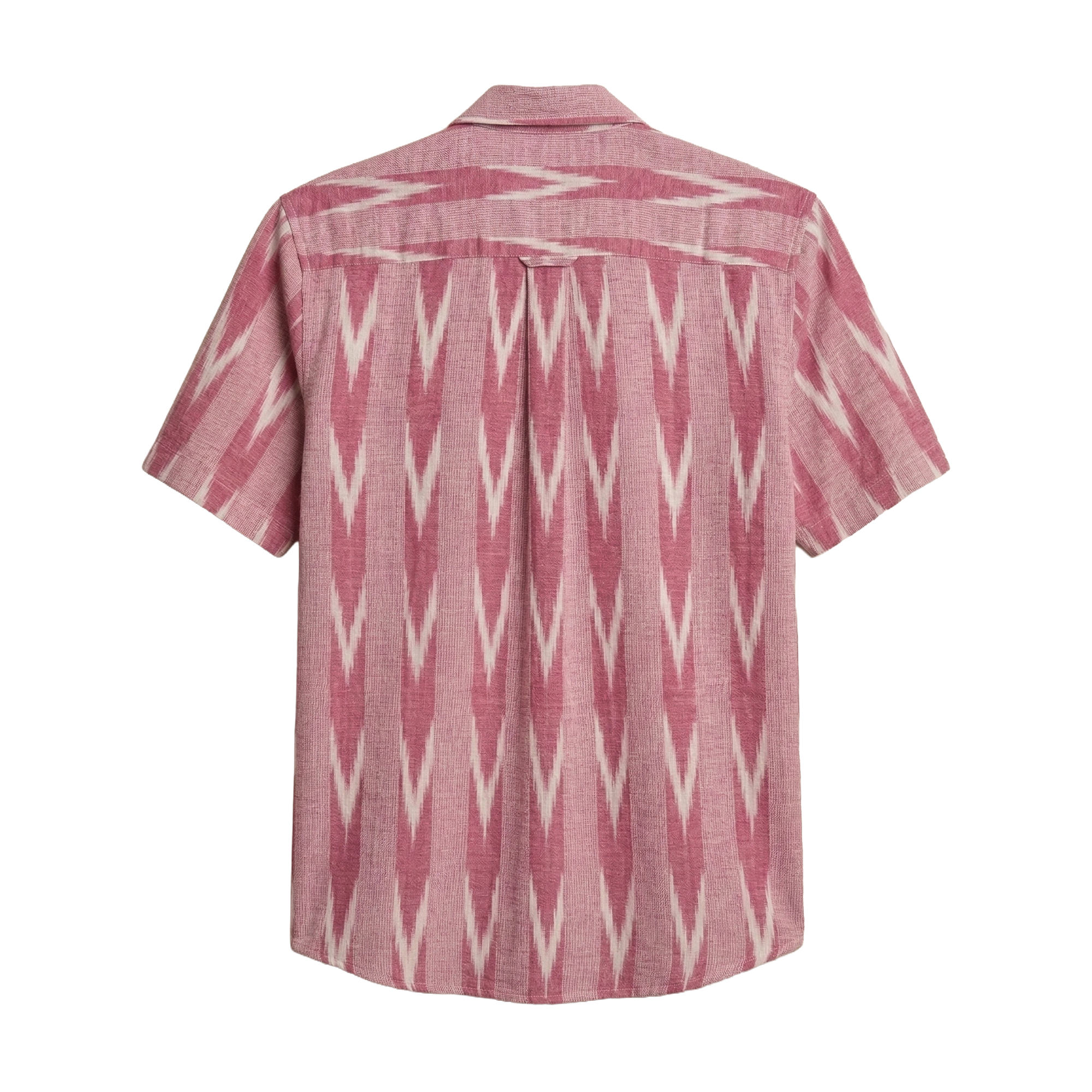 Tarang Ikat Half Sleeve Shirt - Ikat Wave Pattern Back View | Rarree