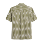 Kusha Ikat Half Sleeve Shirt - Olive Green Ikat Pattern Side View | Rarree